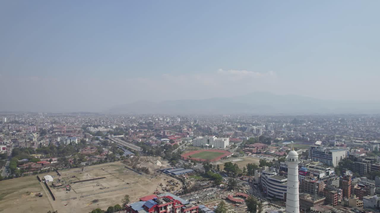 Aerial View of a Hazy Cityscape in Kathmandu, Nepal