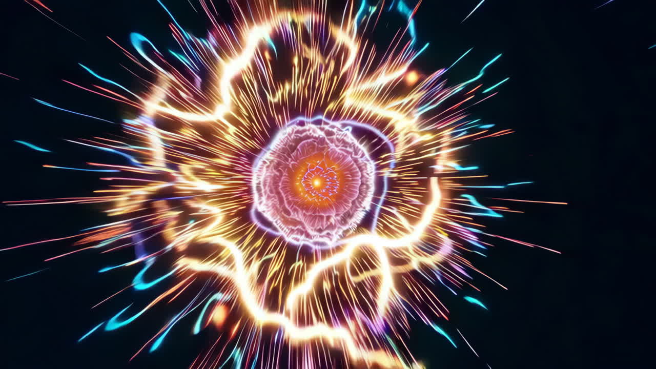 Vibrant Abstract Energy Burst with Light Trails