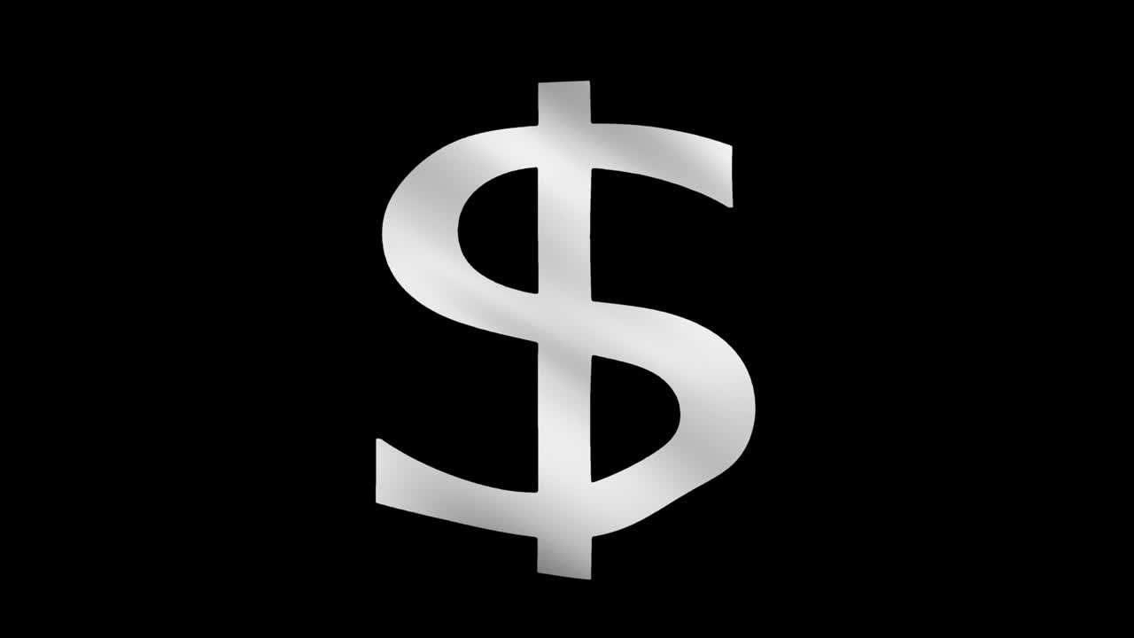 Tanda Dolar Putih di latar belakang hitam berubah menjadi kunci kroma.