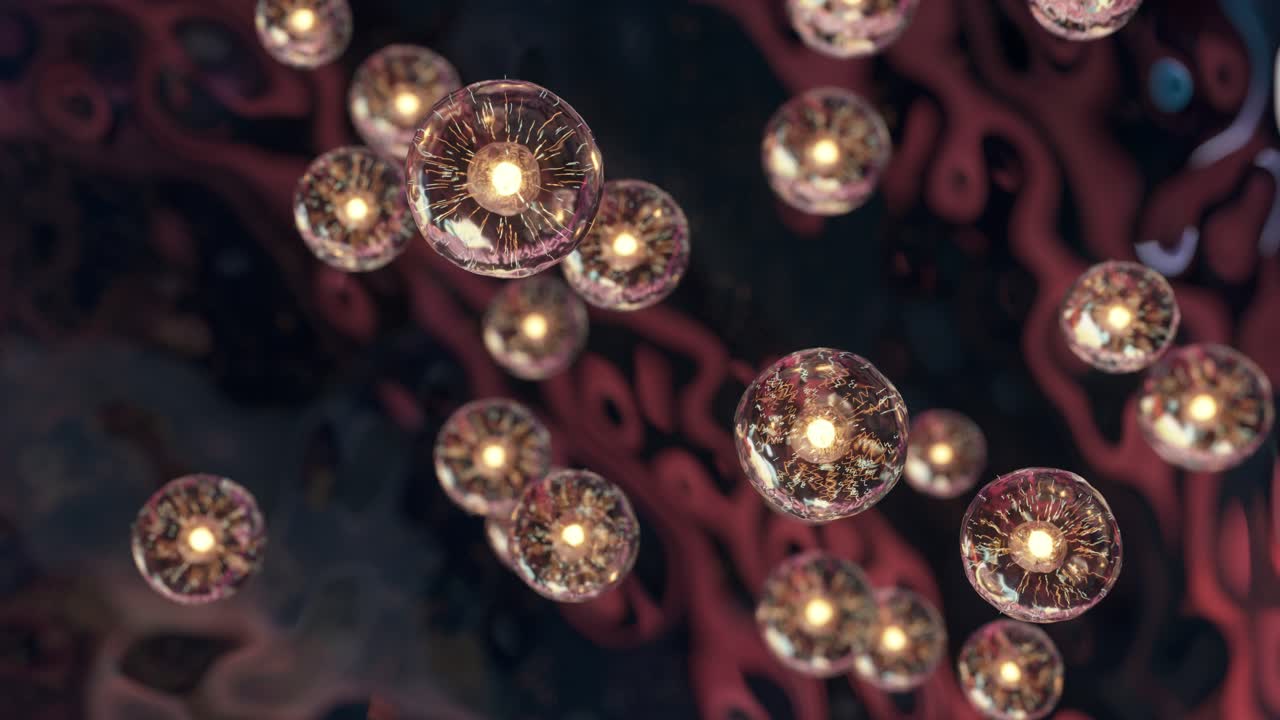 혈액에서 움직이는 세포, 3d 렌더링