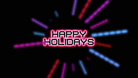 festive neon sign happy holidays in red, blue, and green lights