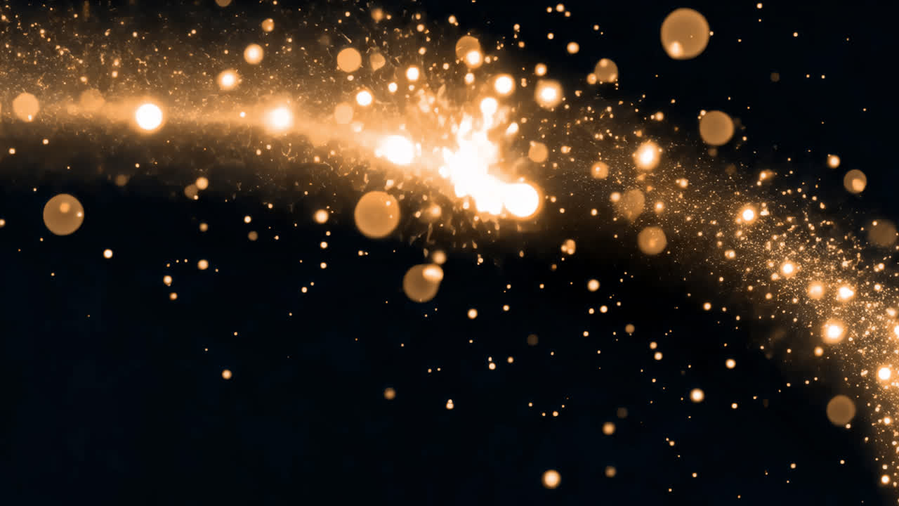Golden particles on black background animated overlay, transparent 4K video, alpha channel, ProRes