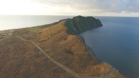 aerial view of cape and coastline