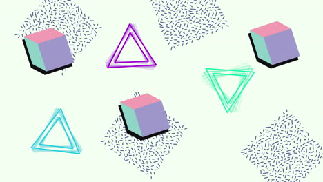 colors lines and geometric figures in white background animation