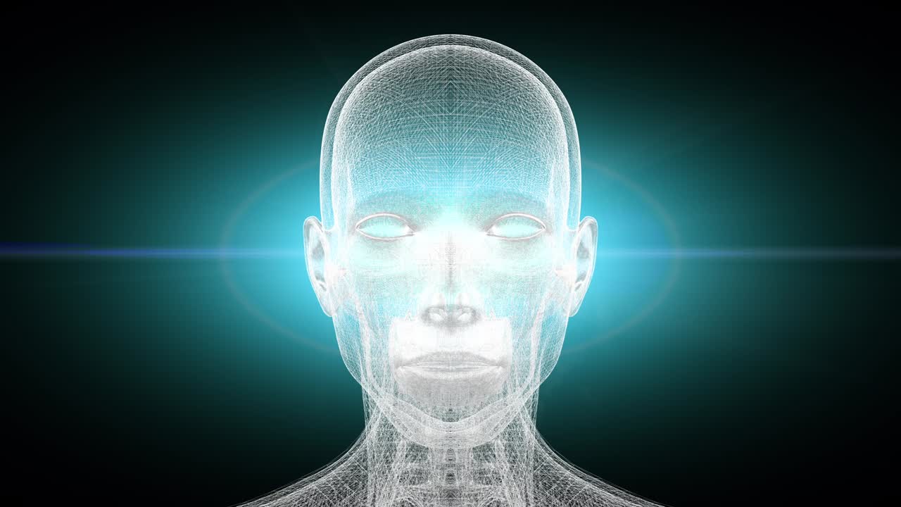 사용 중인 미래의 얼굴 인식 및 식별 기술의 추상적인 개념 - 완벽한 루핑