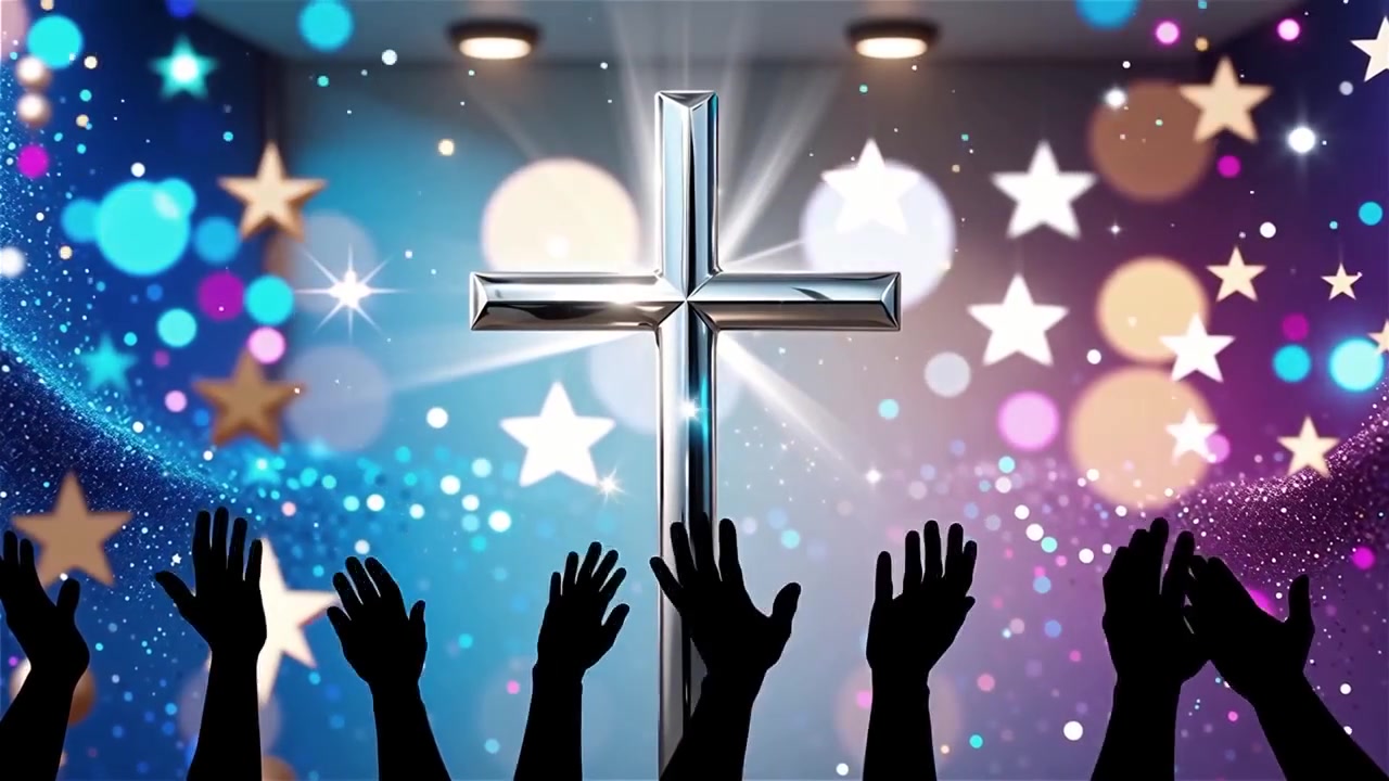 Cruz Cristiana con Luz Celestial, Fondo para Adoración.