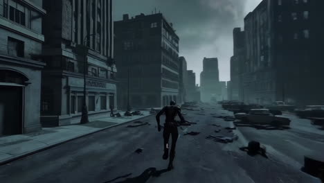 post-apocalyptic cityscape with zombies