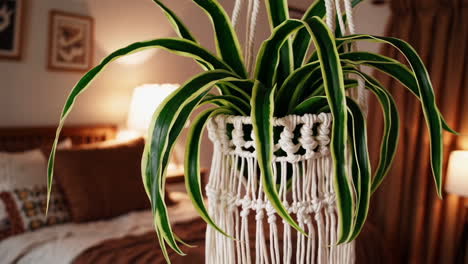 hanging plant in macrame pot
