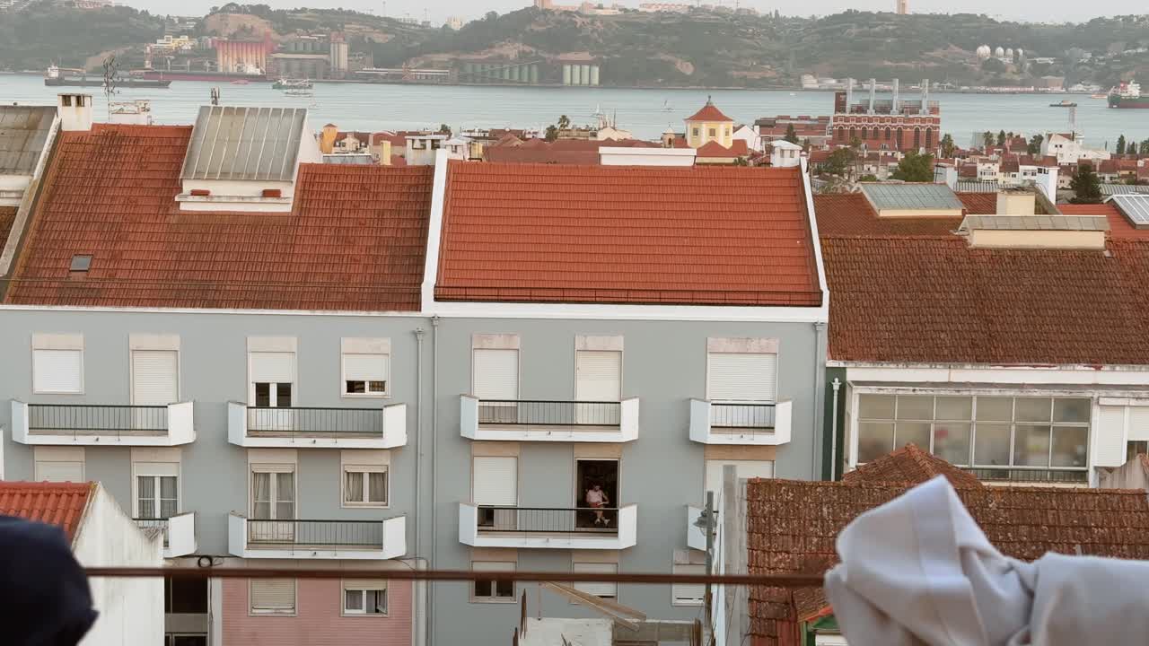 Cityscape with Buildings and Ocean View