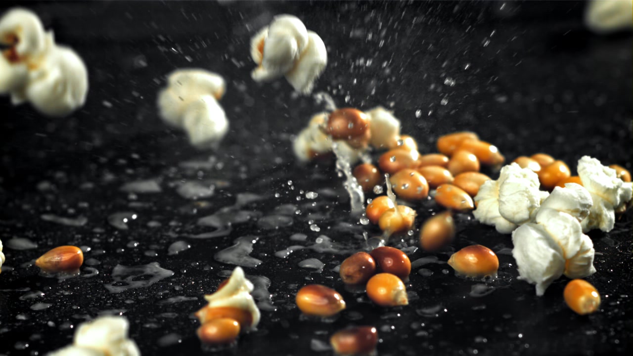 Slow Motion Popcorn Kernels Popping and Exploding