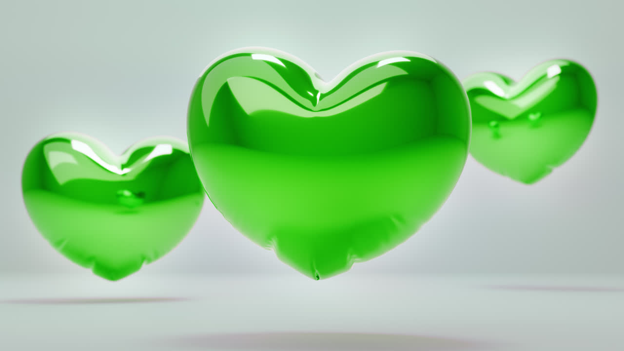 Green Balloon Hearts