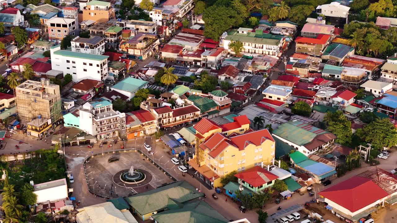 Aerial View of a Vibrant Southeast Asian Town
