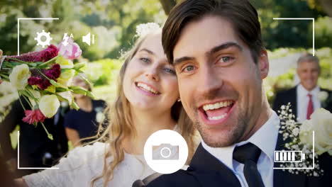 fotografieren von braut und bräutigam mit einer digitalkamera
