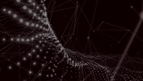 digital animation of glowing networks of connections against copy space on black background