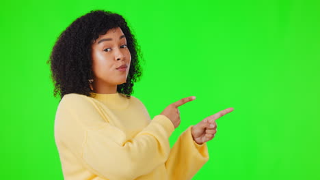 niña, señalando o pantalla verde para la presentación