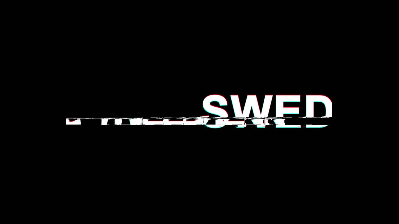Image of the word Sweden in white text on a black background