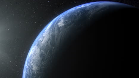 vertical format : a cinematic rendering of planet earth during sunrise as view from space with vibrant blue sky atmosphere