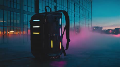 Neon Lit Backpack in Urban Setting