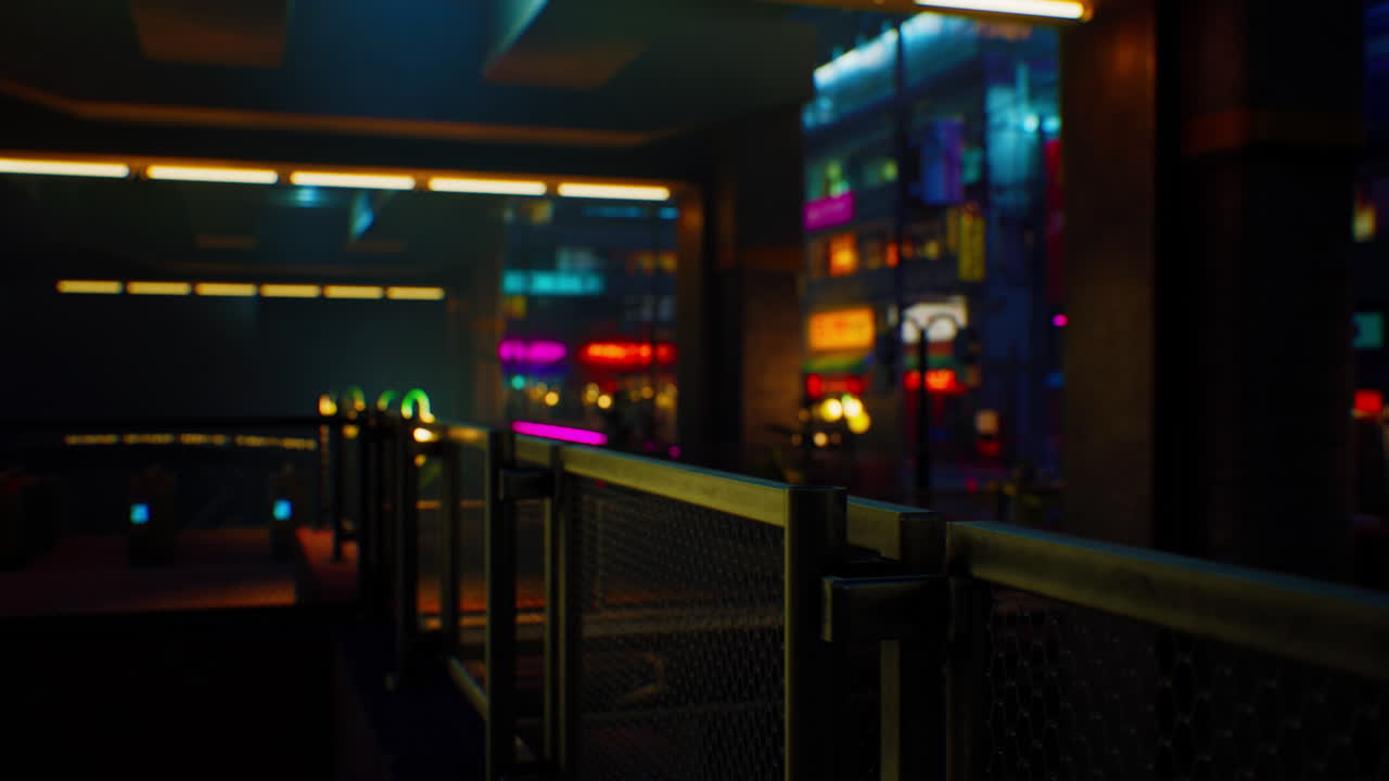 네온 조명 을 가진 일본 도시 의 야간 장면