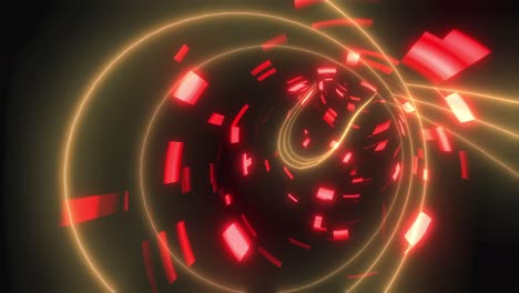 Animation-Eines-Tunnels-Mit-Roten-Und-Gelben-Lichtern,-Die-Sich-In-Einer-Nahtlosen-Schleife-Bewegen