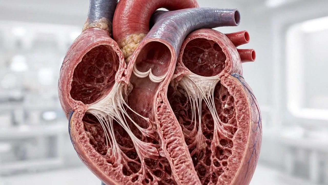 Anatomical Cross Section of a Beating Human Heart