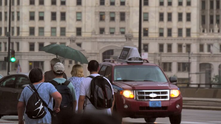 People Walking with Umbrella in Chicago