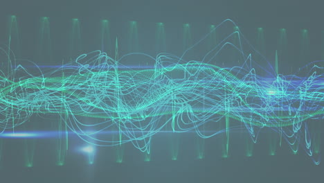 animación de senderos de luz verde brillante y procesamiento de datos