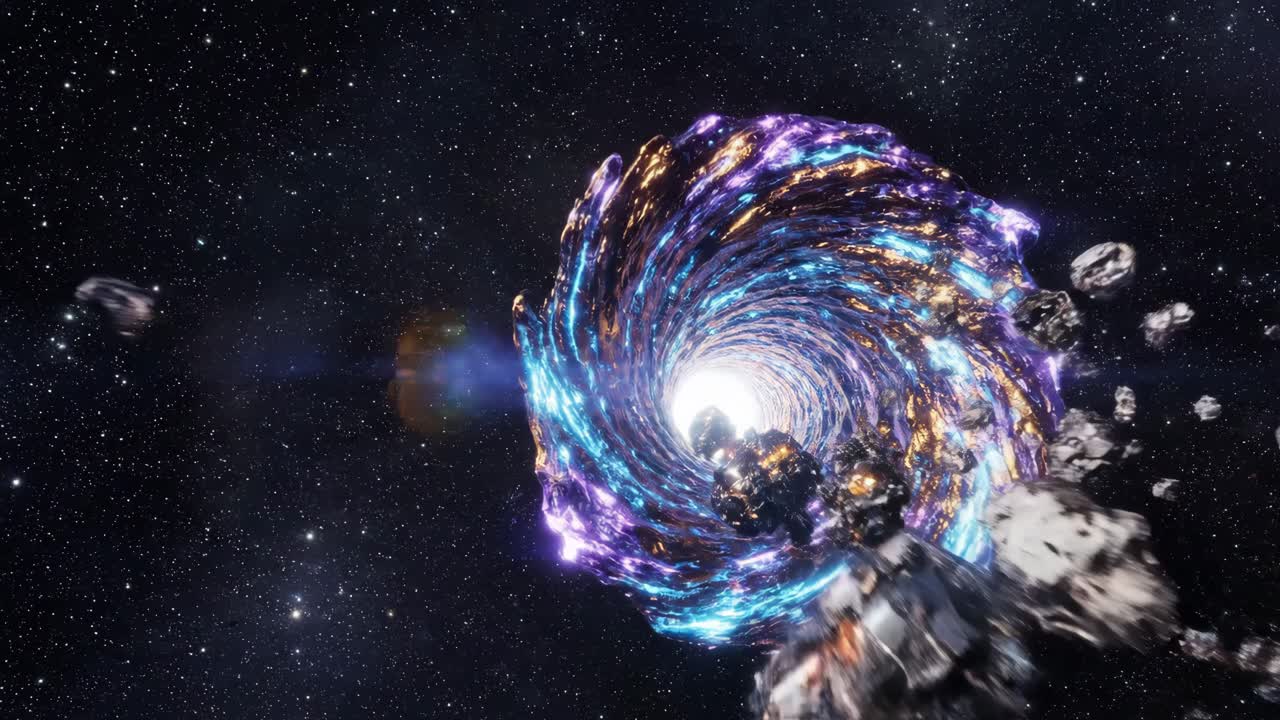 A journey through a wormhole in space