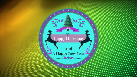 animation of happy christmas and a happy new year text over green background