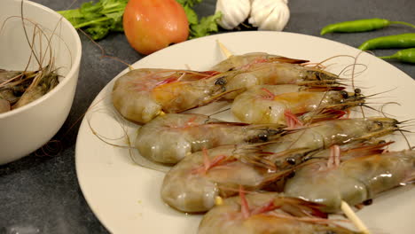 fresh shrimp on skewers