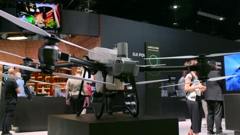 dji agras t100 agricultural drone on display at trade show