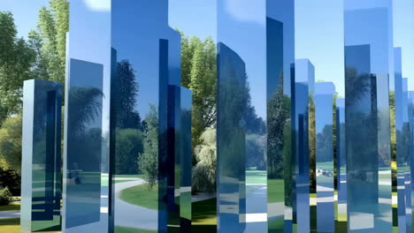 abstract landscape with blue transparent panels