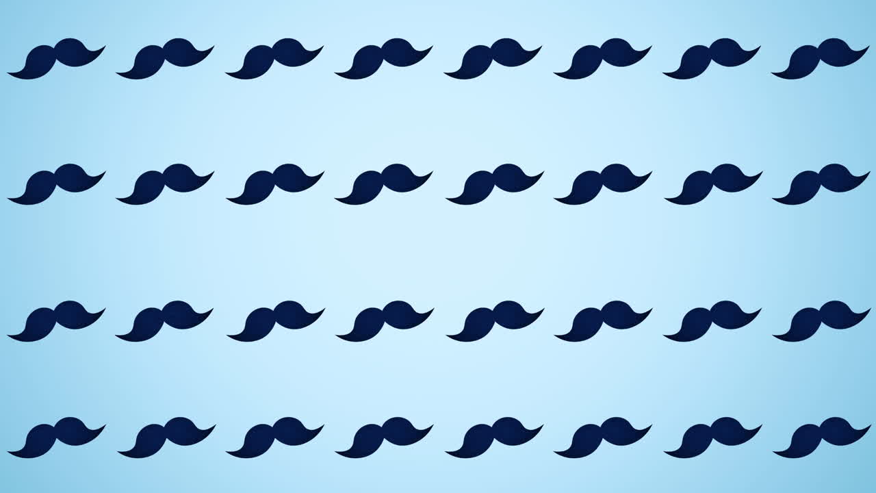 animación de bigote azul repetida en un fondo azul