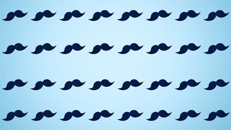 animación de bigote azul repetida en un fondo azul