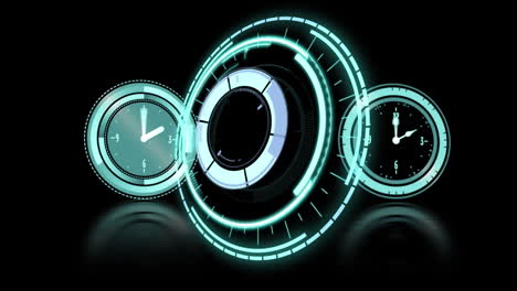 relojes en movimiento y escaneo de alcance