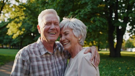 happy senior couple enjoying time in the park