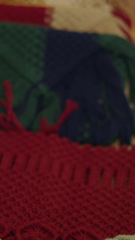 close-up of colorful woven textile