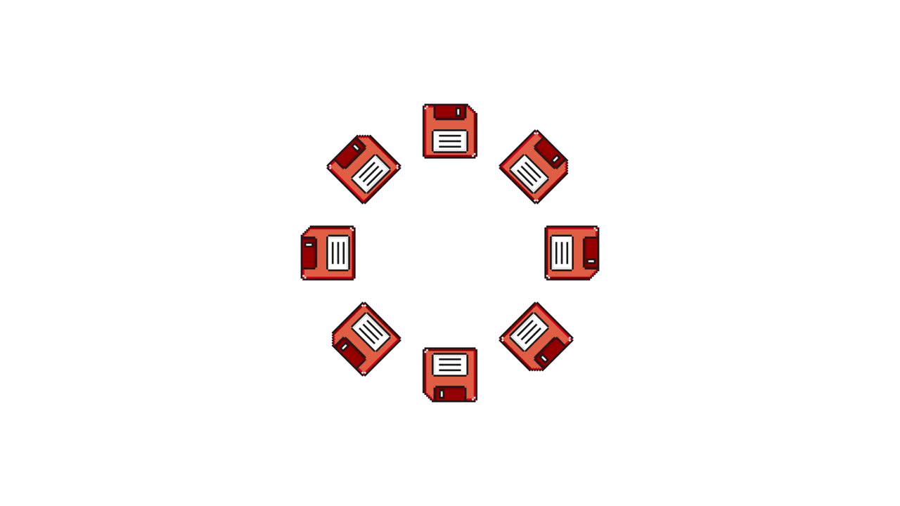Pixel Art Floppy disc Spinning Animated Overlay Transparent 30fps (4)