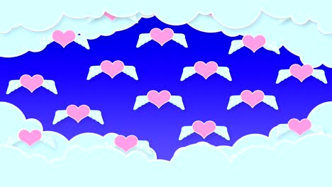 animación abstracta con corazones voladores