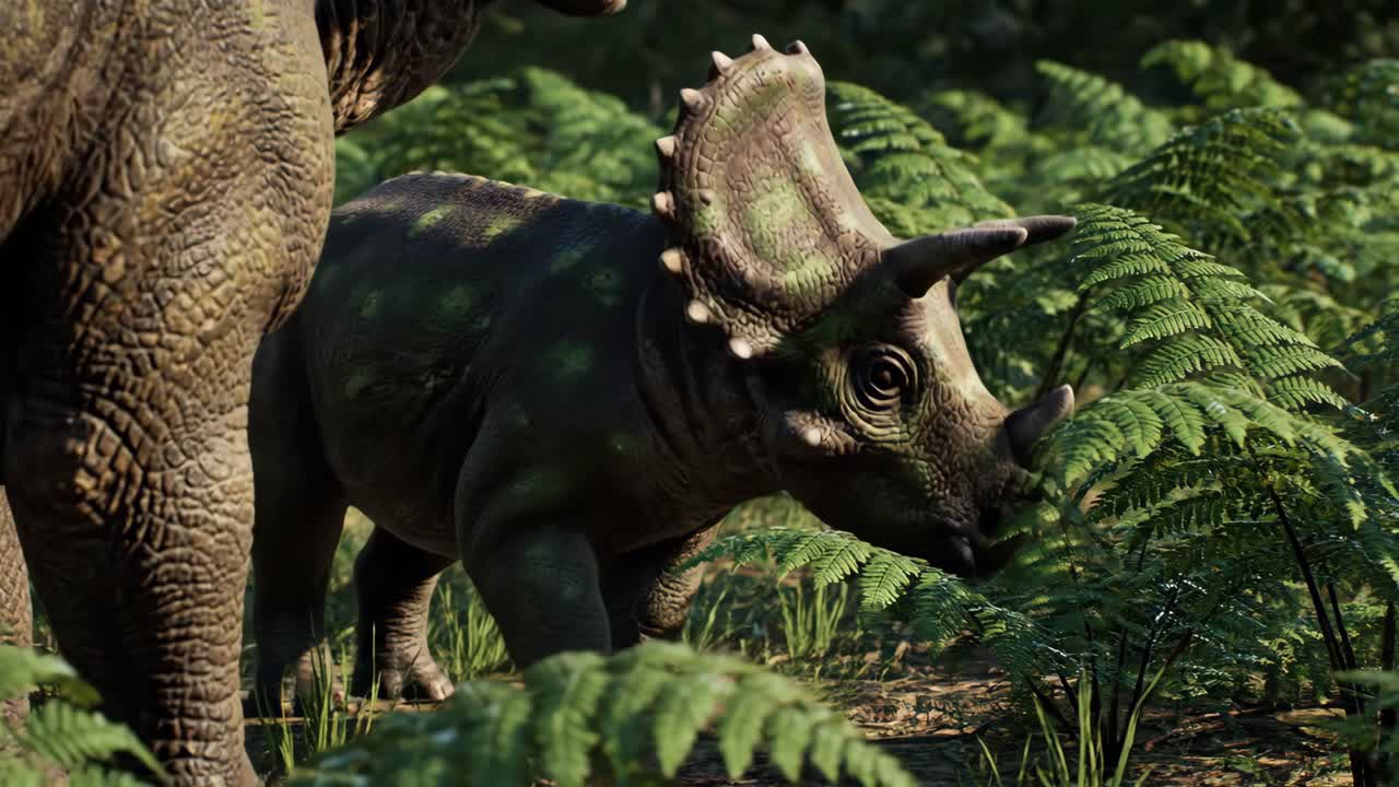Triceratops in a Lush Prehistoric Environment