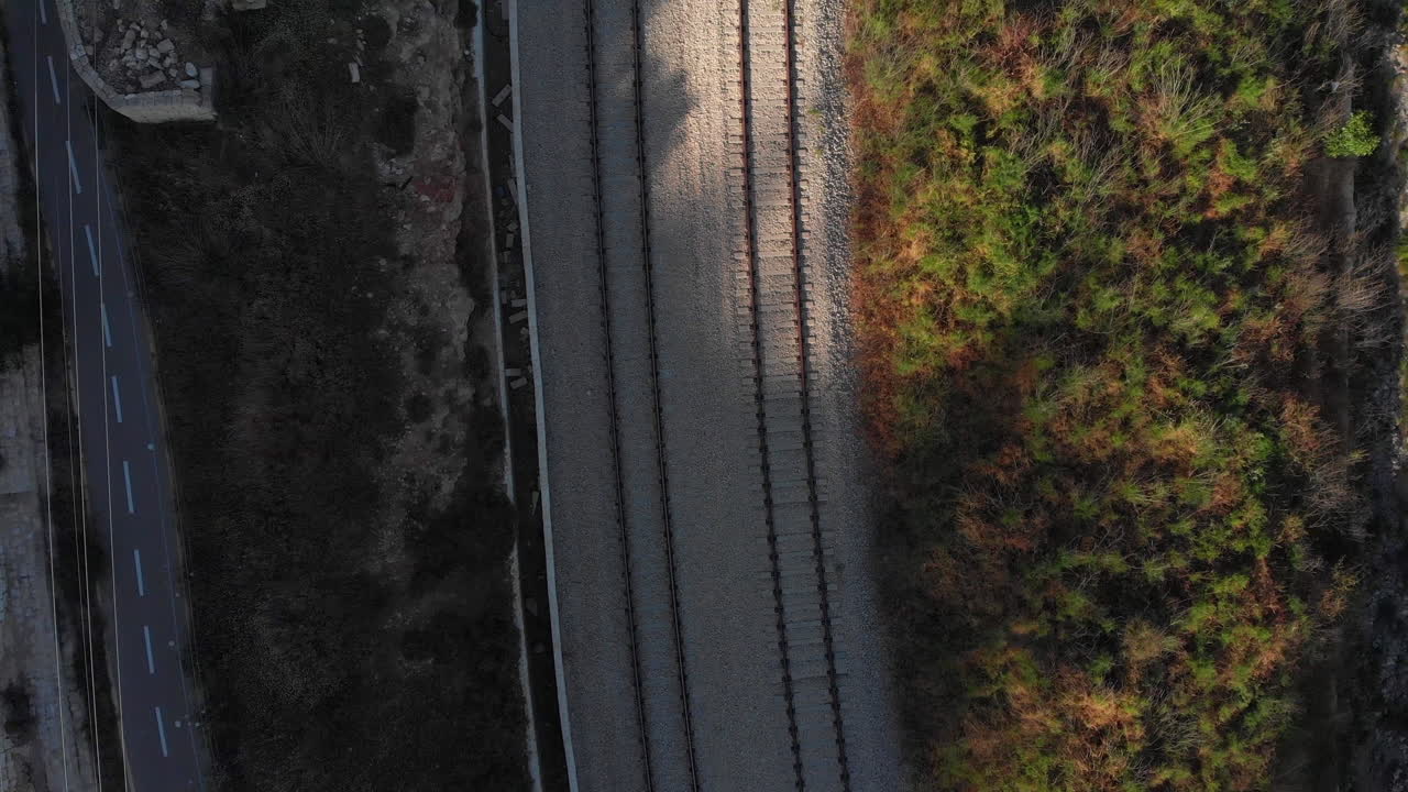 Flying over train rails