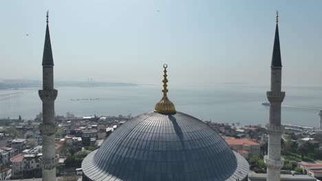 renovated blue mosque and hagia sophia drone video, april 2022 fatih, istanbul turkey