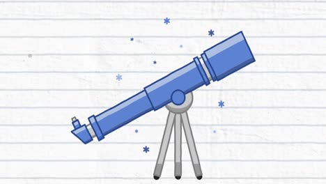 animation of stars around telescope on white paper