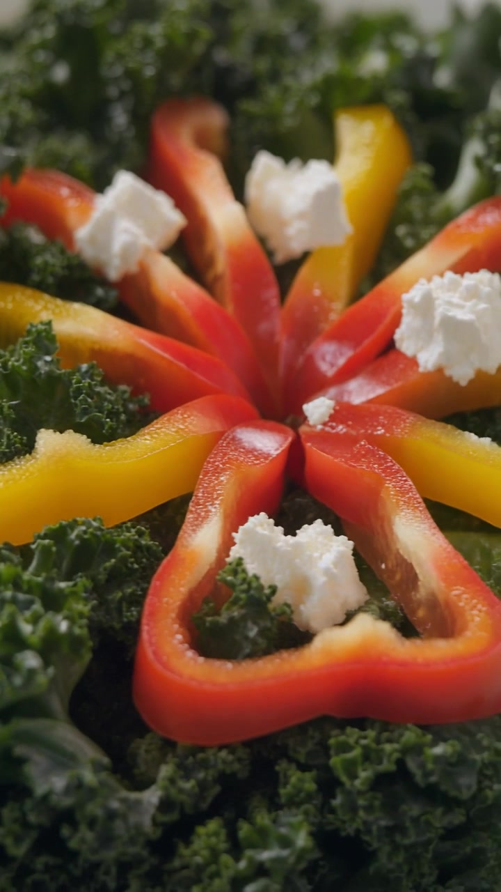 Fresh Salad with Kale, Bell Peppers, and Feta Cheese