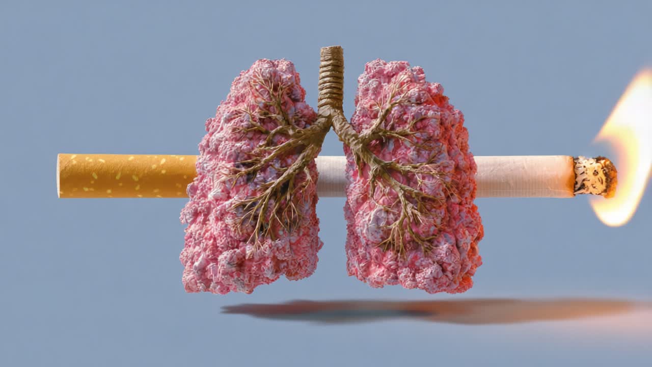 A Compelling Visual Representation of the Harmful Effects of Smoking on Lungs, Highlighting the Connection Between Cigarettes and Respiratory Damage