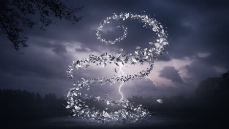 A Spectacular Display of Nature&#039;s Power: An Ethereal Spiral of White Butterflies Amidst a Dramatic Thunderstorm with Flashing Lightning