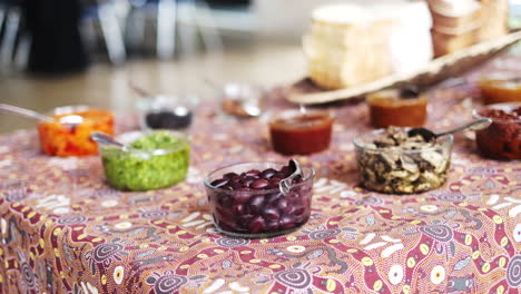 small tastings bowls of vegan and healthy food on table