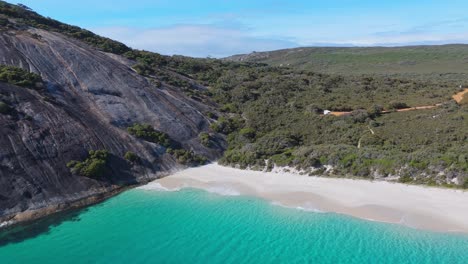 unique landscapes of albanys torndirrup national park with water lapping onto the white sands of misery beach in western australia