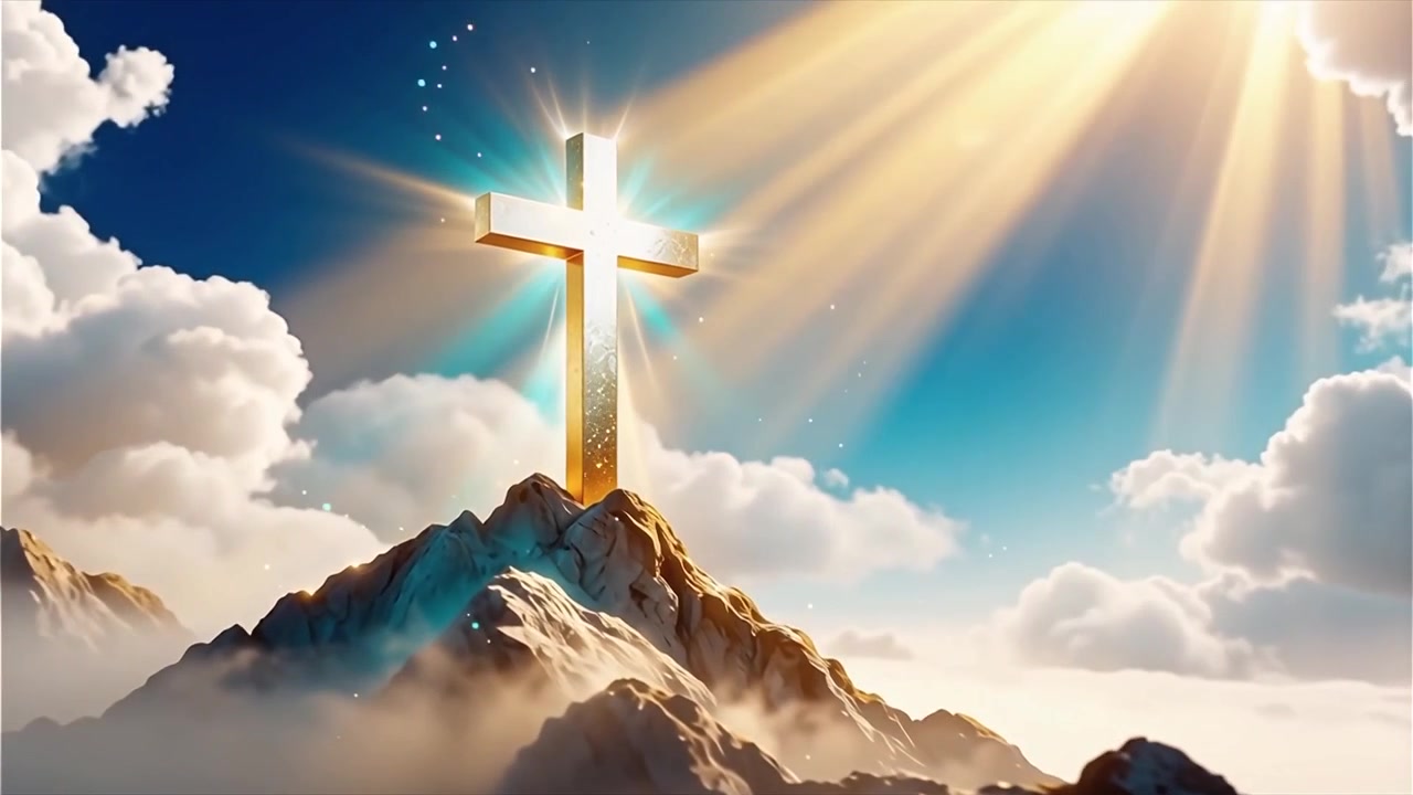 Christian Cross Heavenly Light Worship Background