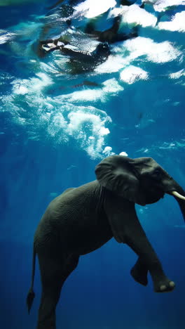 elephant swimming gracefully underwater